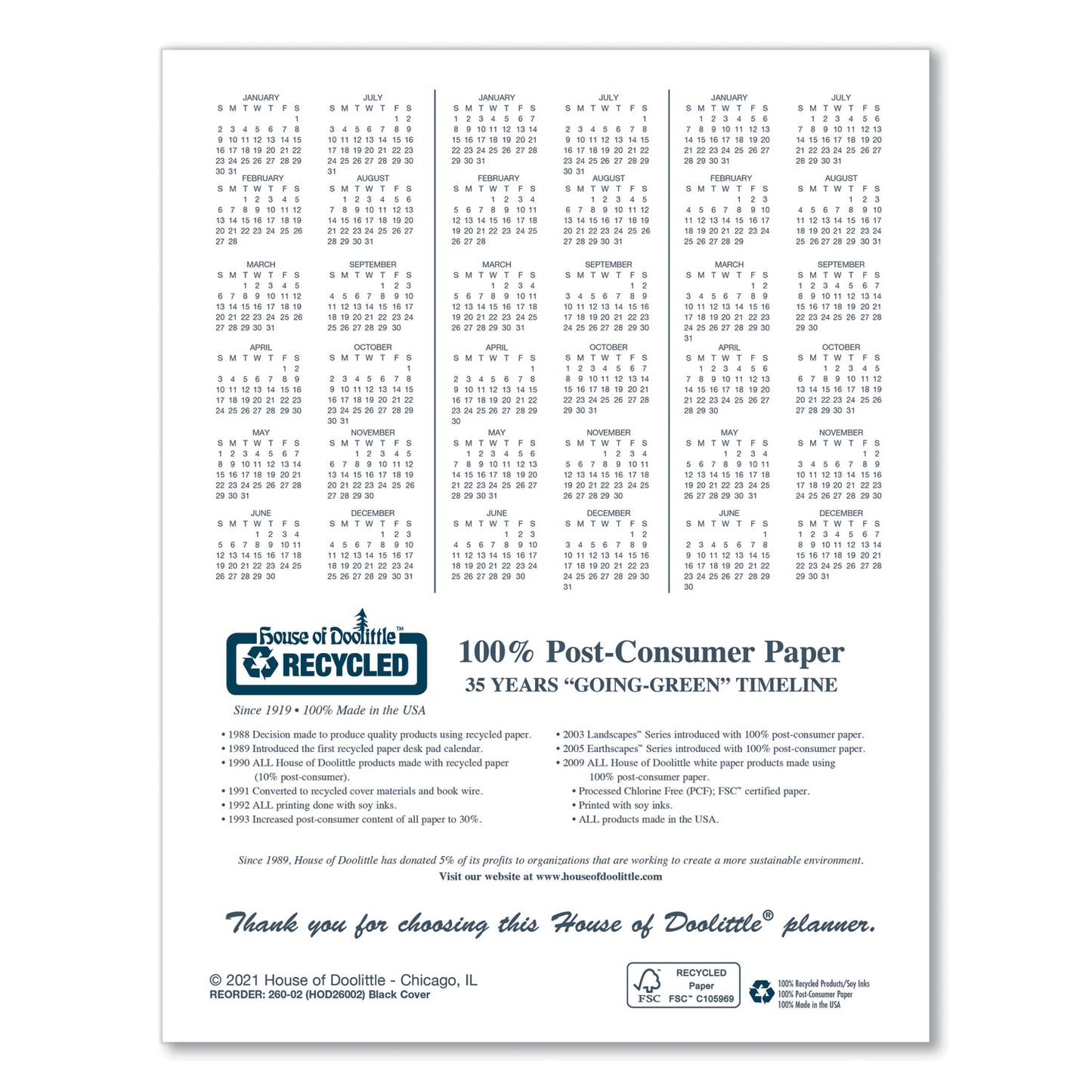 House of Doolittle Recycled Ruled 14-Month Planner with Leatherette Cover, 10 x 7, Black Cover, 14-Month: Dec 2024 to Jan 2026 (260602)