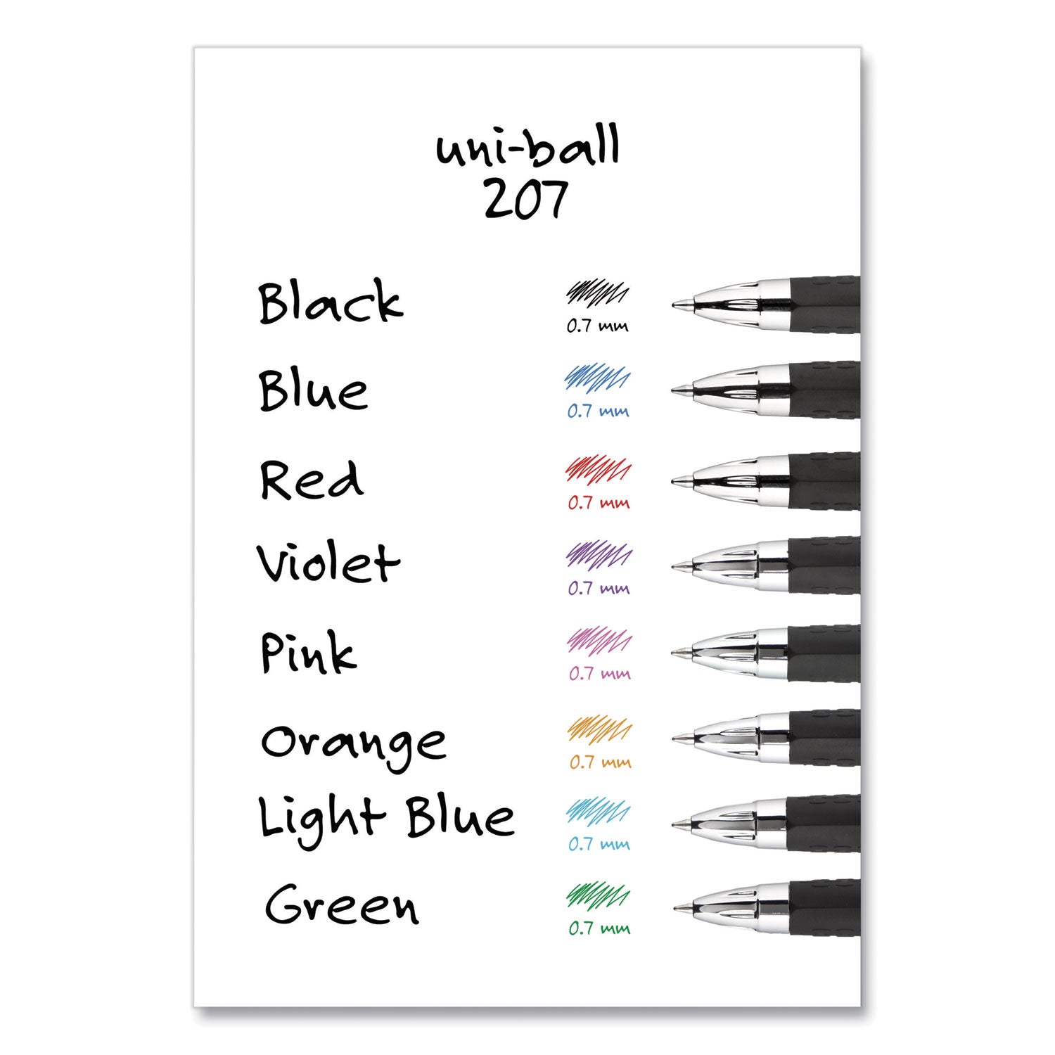 uni-ball Signo 207 Gel Pen, Retractable, Medium 0.7 mm, Blue Ink, Smoke/Black/Blue Barrel, 4/Pack (45532PP)