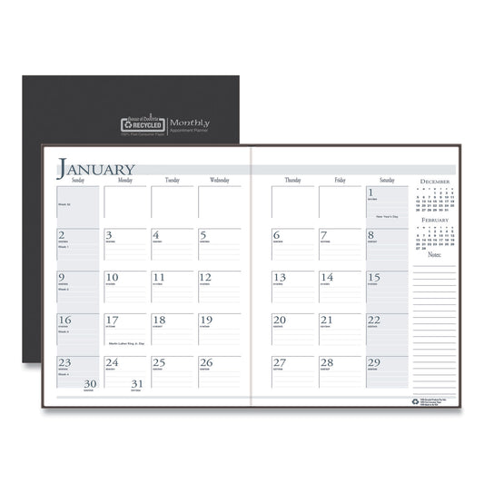 House of Doolittle Recycled Ruled 14-Month Planner with Leatherette Cover, 11 x 8.5, Black Cover, 14-Month: Dec 2024 to Jan 2026 (26002)