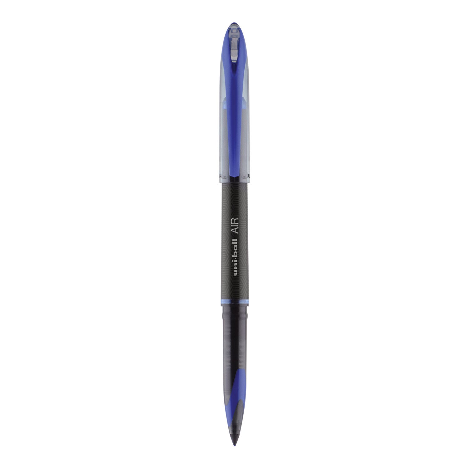 uni-ball AIR Porous Gel Pen, Stick, Medium 0.7 mm, Blue Ink, Black/Blue Barrel, 3/Pack (1926810)