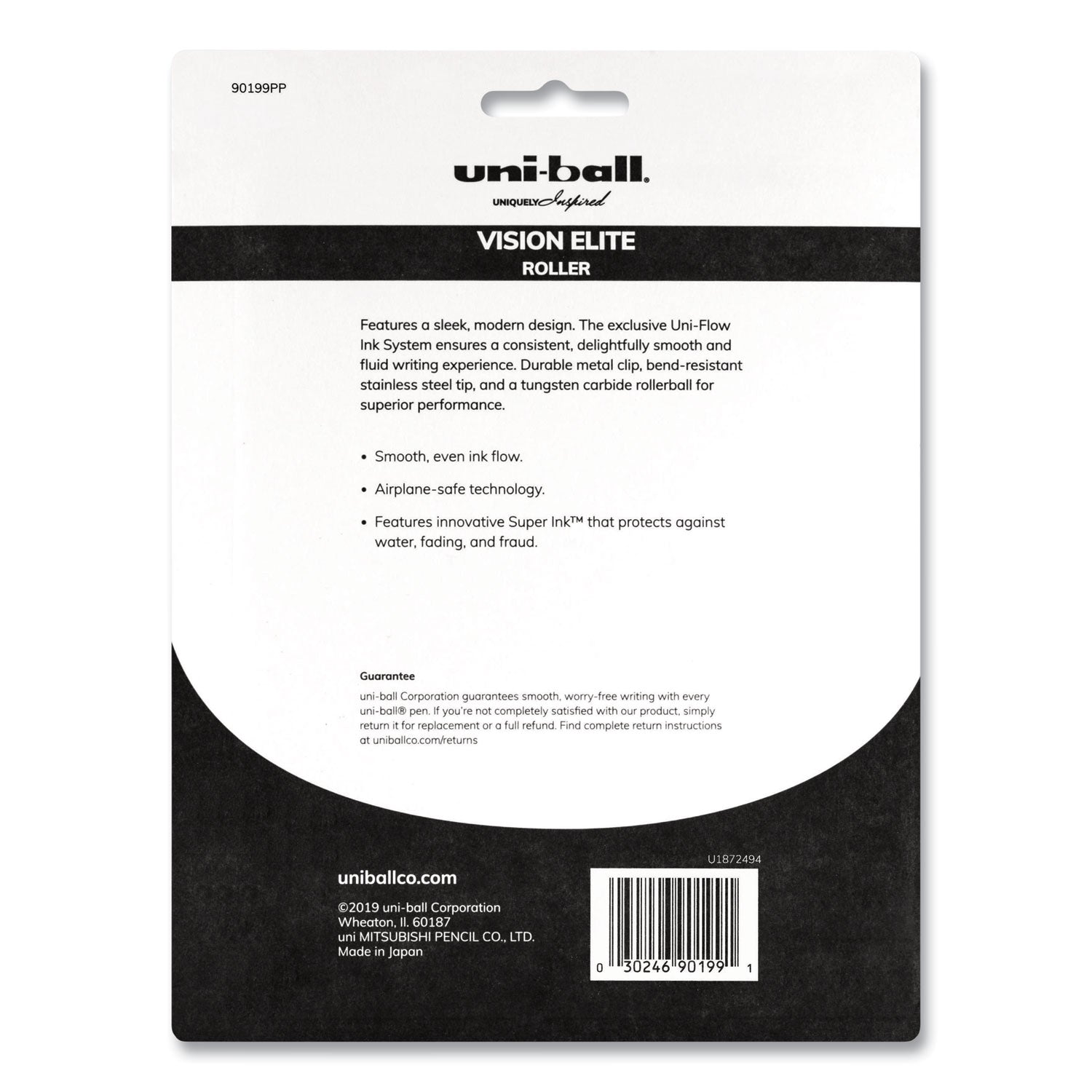 uni-ball VISION ELITE Hybrid Gel Pen, Stick, Bold 0.8 mm, Assorted Ink and Barrel Colors, 8/Pack (90199PP)