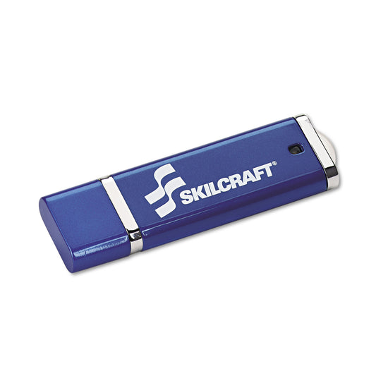 AbilityOne 7045015584992, SKILCRAFT USB Flash Drive with 256-Bit AES Encryption, 4 GB, Blue