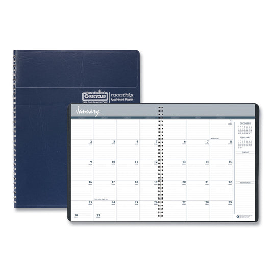 House of Doolittle 14-Month Recycled Ruled Monthly Planner, 11 x 8.5, Blue Cover, 14-Month: Dec 2024 to Jan 2026 (26207)