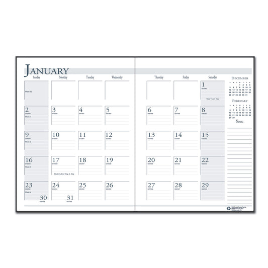 House of Doolittle Recycled Ruled 14-Month Planner with Leatherette Cover, 11 x 8.5, Black Cover, 14-Month: Dec 2024 to Jan 2026 (26002)