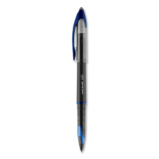 uni-ball AIR Porous Gel Pen, Stick, Medium 0.7 mm, Blue Ink, Black/Blue Barrel, 3/Pack (1926810)