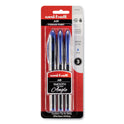 uni-ball AIR Porous Gel Pen, Stick, Medium 0.7 mm, Blue Ink, Black/Blue Barrel, 3/Pack (1926810)