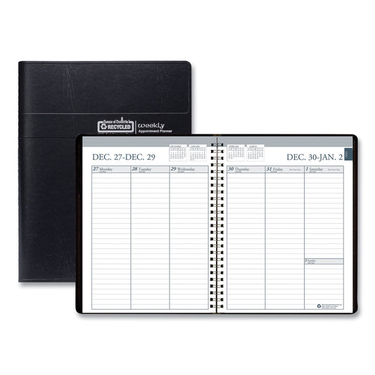 House of Doolittle Recycled Weekly Appointment Book Ruled without Appointment Times, 8.75 x 6.88, Black Cover, 12-Month (Jan to Dec): 2025 (25802)