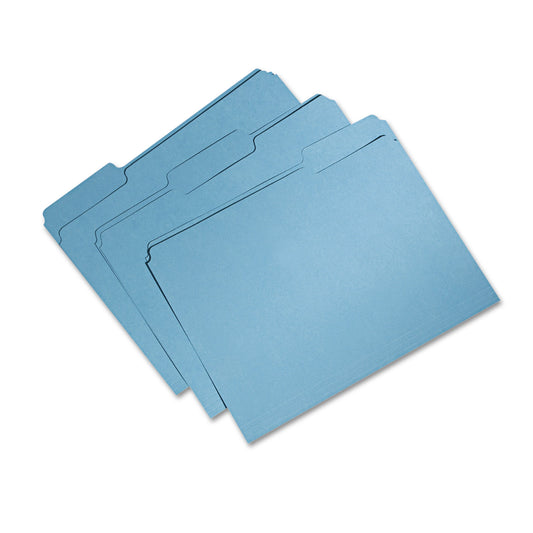 AbilityOne 7530015664131, SKILCRAFT Recycled File Folders, 1/3-Cut 1-Ply Tabs: Assorted, Letter Size, 0.75" Expansion, Blue, 100/Box