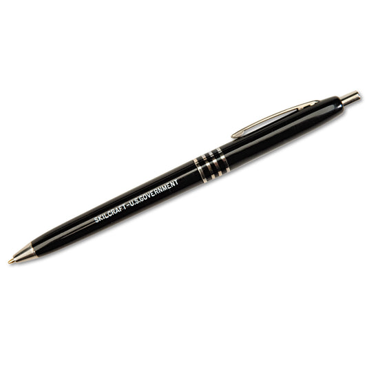 AbilityOne 7520009357135, SKILCRAFT U.S. Government Ballpoint Pen, Retractable, Fine 0.7 mm, Black Ink, Black Barrel, Dozen