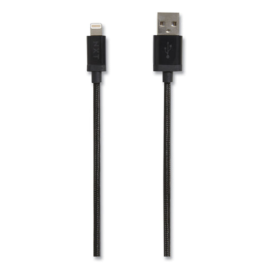 NXT Technologies Braided Apple Lightning Cable to USB-A Cable, 4 ft, Black (24383998)