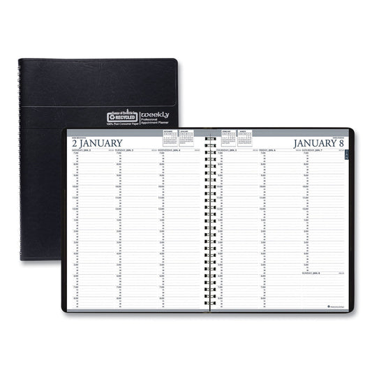 House of Doolittle Recycled Professional Weekly Planner, 15-Minute Appts, 11 x 8.5, Black Wirebound Soft Cover, 12-Month (Jan to Dec): 2025 (27202)