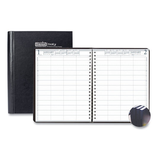 House of Doolittle Executive Series Four-Person Group Practice Daily Appointment Book, 11 x 8.5, Black Hard Cover, 12-Month (Jan to Dec): 2025 (28292)