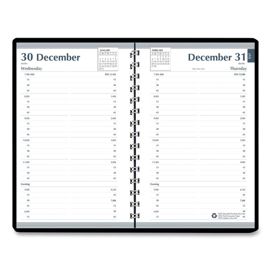 House of Doolittle Memo Size Daily Appointment Book with 15-Minute Schedule, 8 x 5, Black Cover, 12-Month (Jan to Dec): 2025 (28802)