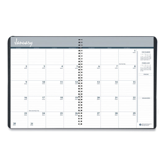 House of Doolittle 14-Month Recycled Ruled Monthly Planner, 8.75 x 6.78, Black Cover, 14-Month: Dec 2024 to Jan 2026 (26802)