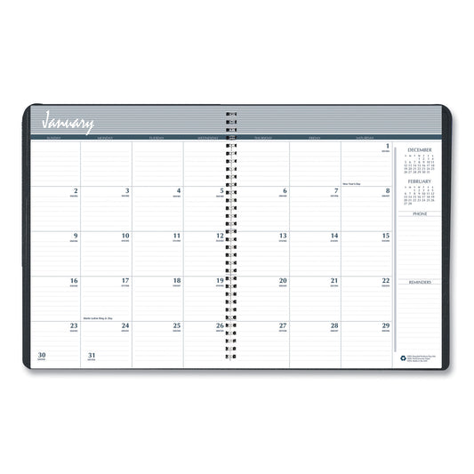House of Doolittle Recycled Monthly 5-Year/62-Month Planner, 11 x 8.5, Black Cover, 62-Month: Dec 2024 to Jan 2030 (262502)