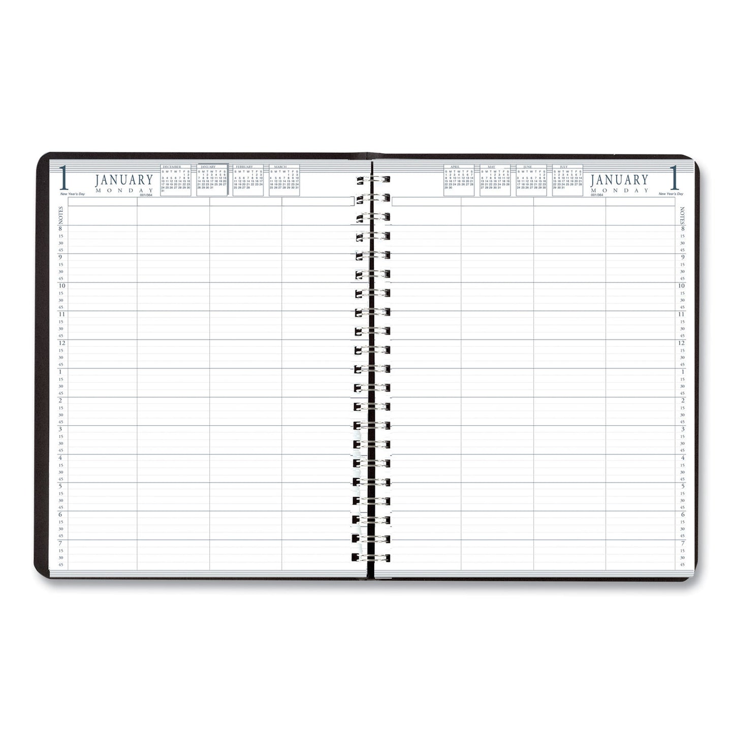 House of Doolittle Eight-Person Group Practice Daily Appointment Book, 11 x 8.5, Black Cover, 12-Month (Jan to Dec): 2025 (28102)