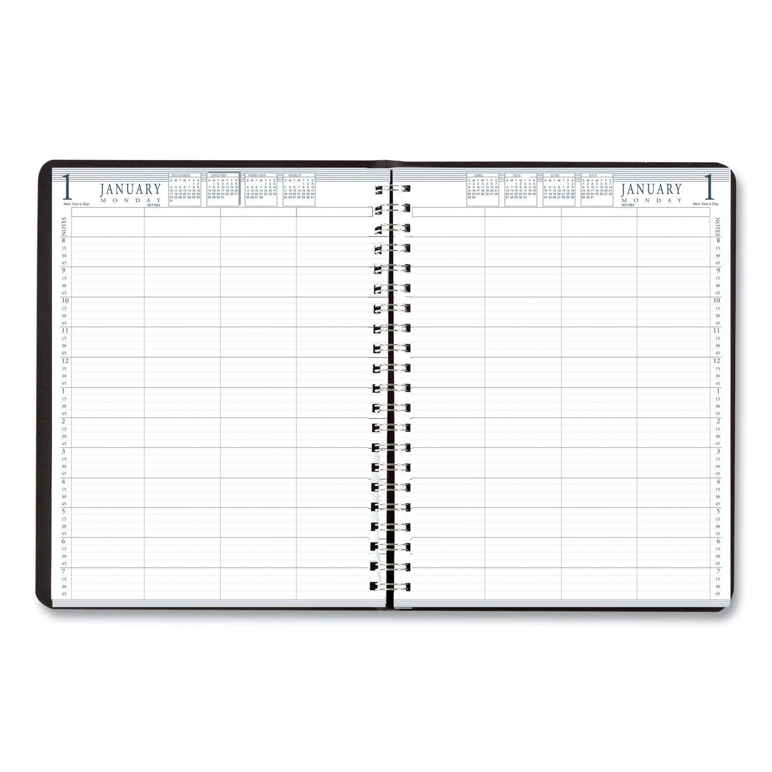 House of Doolittle Eight-Person Group Practice Daily Appointment Book, 11 x 8.5, Black Cover, 12-Month (Jan to Dec): 2025 (28102)