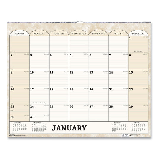 House of Doolittle Recycled Monthly Horizontal Wall Calendar, Marble Stone Artwork, 14.88 x 12, White/Sand Sheets, 12-Month (Jan to Dec): 2025 (319)