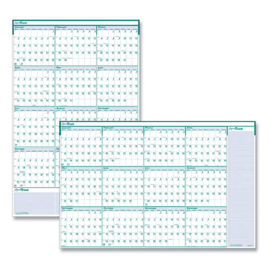 House of Doolittle Express Track Recycled Reversible/Erasable Yearly Wall Calendar, 24 x 37, White/Teal Sheets, 12-Month (Jan to Dec): 2025 (392)