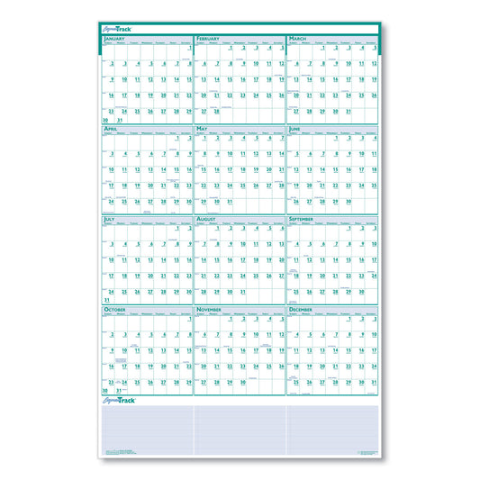 House of Doolittle Express Track Recycled Reversible/Erasable Yearly Wall Calendar, 24 x 37, White/Teal Sheets, 12-Month (Jan to Dec): 2025 (392)