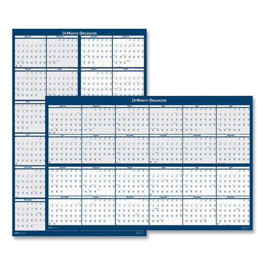 House of Doolittle Reversible/Erasable Two-Year Wall Calendar, 24 x 37, Light Blue/Blue/White Sheets, 24-Month: Jan 2025 to Dec 2026 (3964)