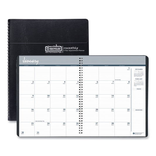 House of Doolittle Recycled Monthly 5-Year/62-Month Planner, 11 x 8.5, Black Cover, 62-Month: Dec 2024 to Jan 2030 (262502)