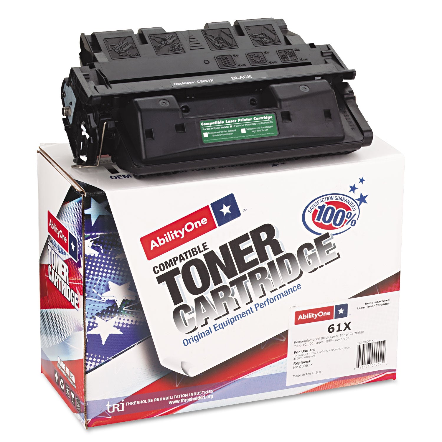 AbilityOne 7510015606574 Remanufactured C8061X (61X) High-Yield Toner, 10,000 Page-Yield, Black