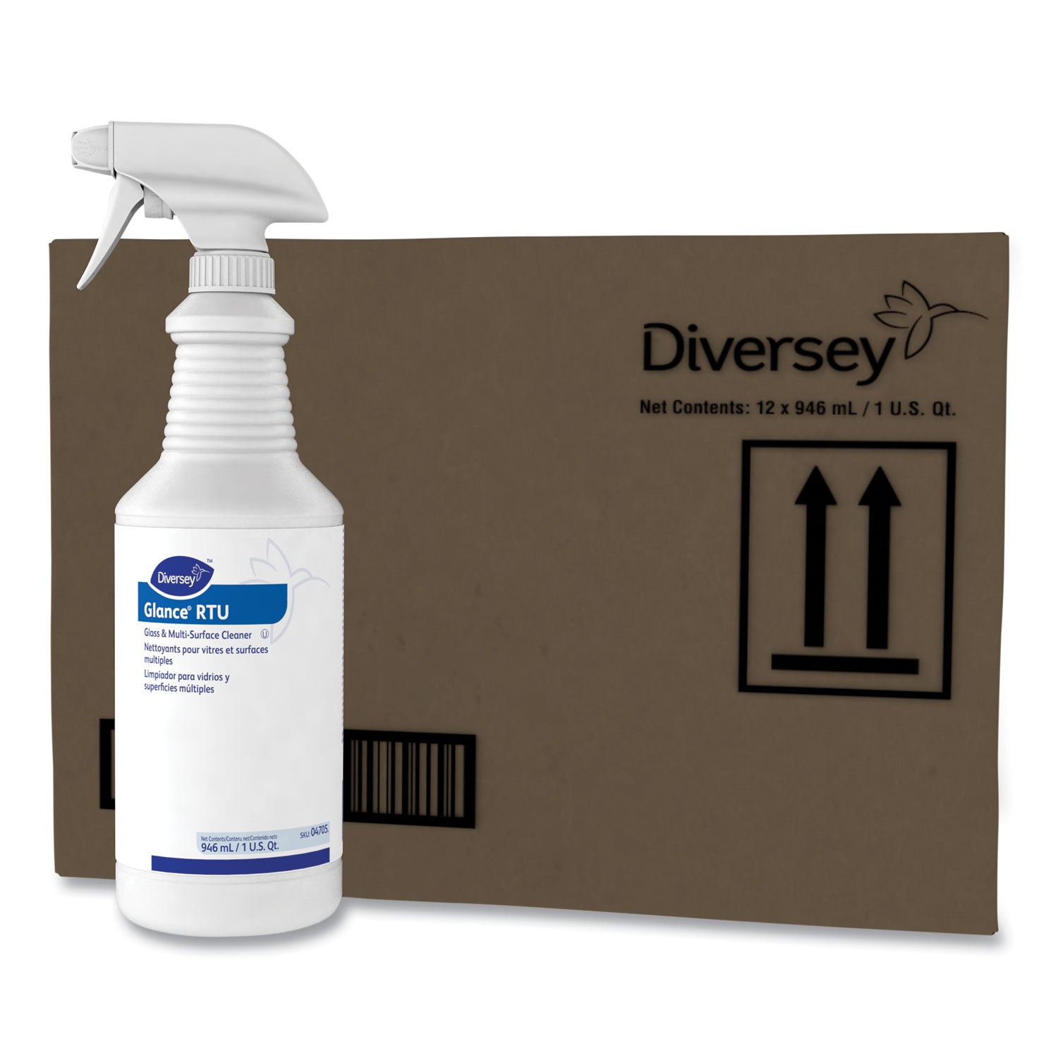 Diversey Glance Glass and Multi-Surface Cleaner, Original, 32oz Spray Bottle (04705EA)