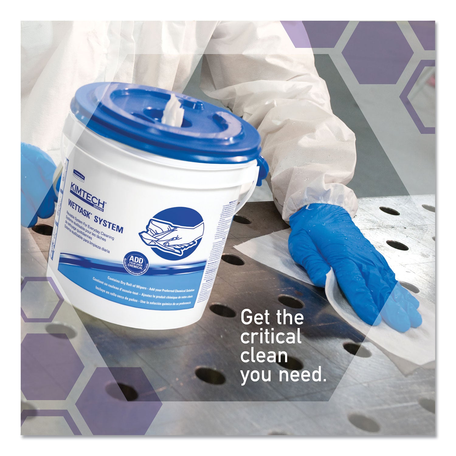 WypAll Power Clean WetTask Wipers for Disinfectants, Sanitizers and Solvents (53850)