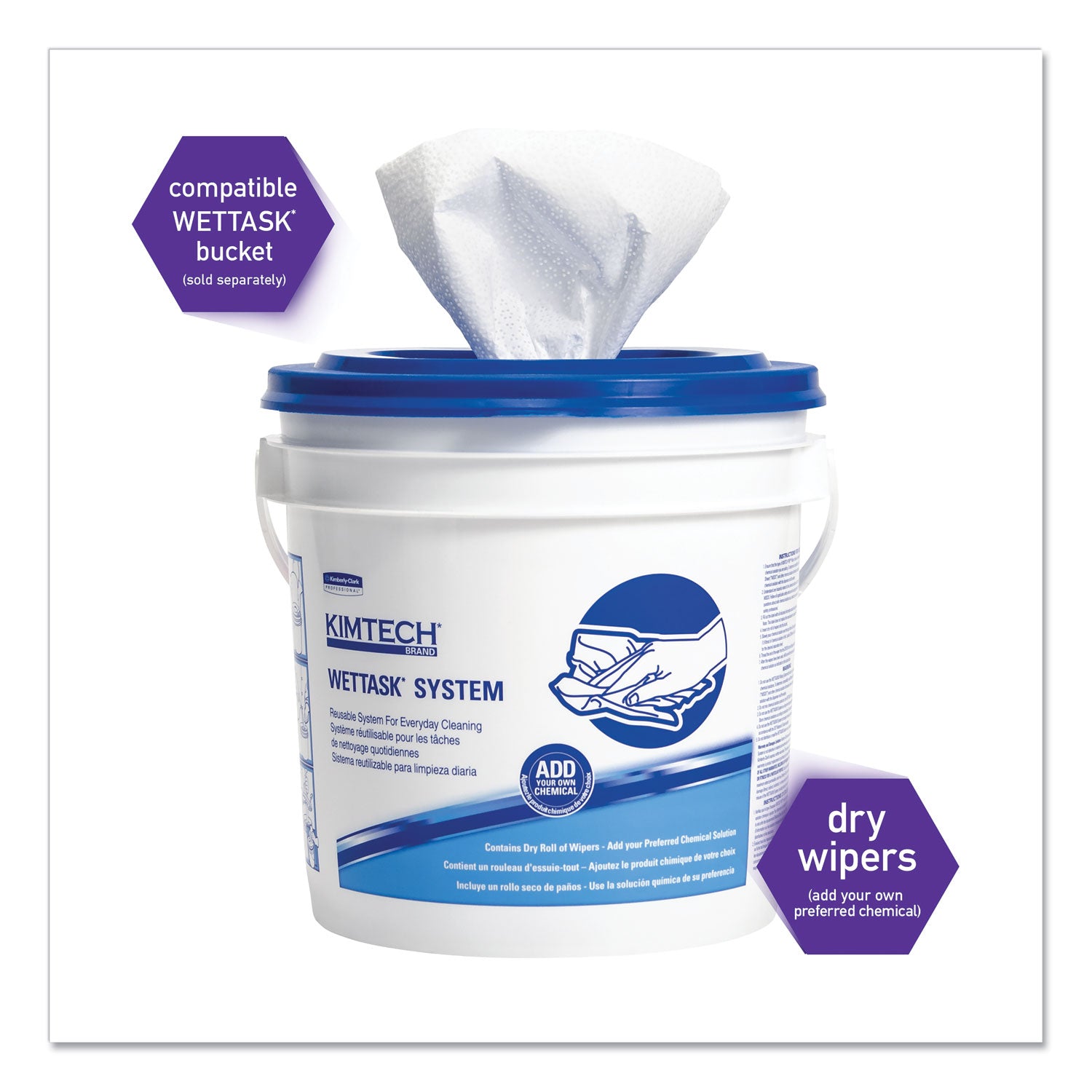 WypAll Power Clean WetTask Wipers for Disinfectants, Sanitizers and Solvents (53850)