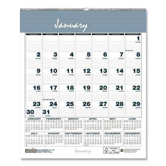 House of Doolittle Bar Harbor Recycled Wirebound Monthly Wall Calendar, 6 x 7, White/Blue/Gray Sheets, 12-Month (Jan-Dec): 2025 (330)