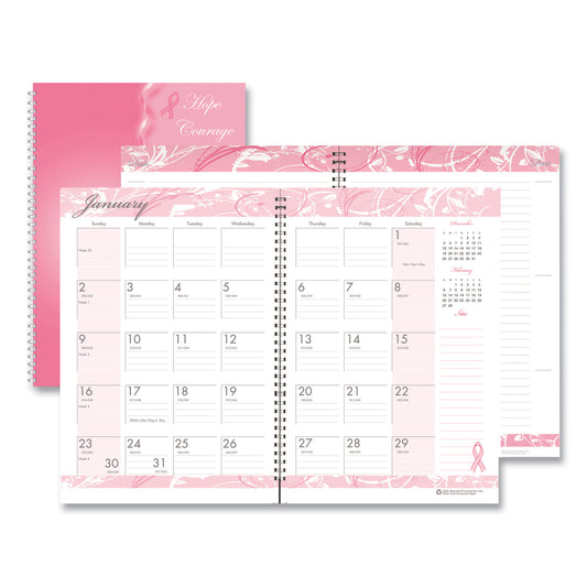 House of Doolittle Breast Cancer Awareness Recycled Ruled Monthly Planner/Journal, 10 x 7, Pink Cover, 12-Month (Jan to Dec): 2025 (5226)