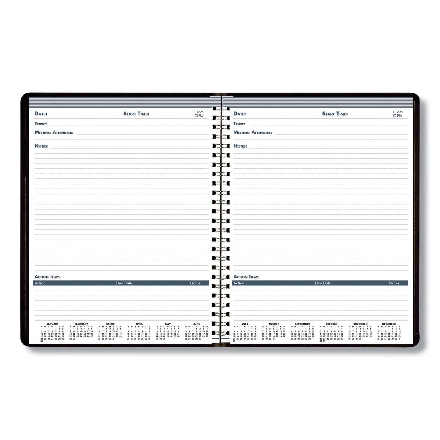 House of Doolittle Recycled Meeting Note Planner, 11 x 8.5, Black Cover, 12-Month (Jan to Dec): 2025 (583992)