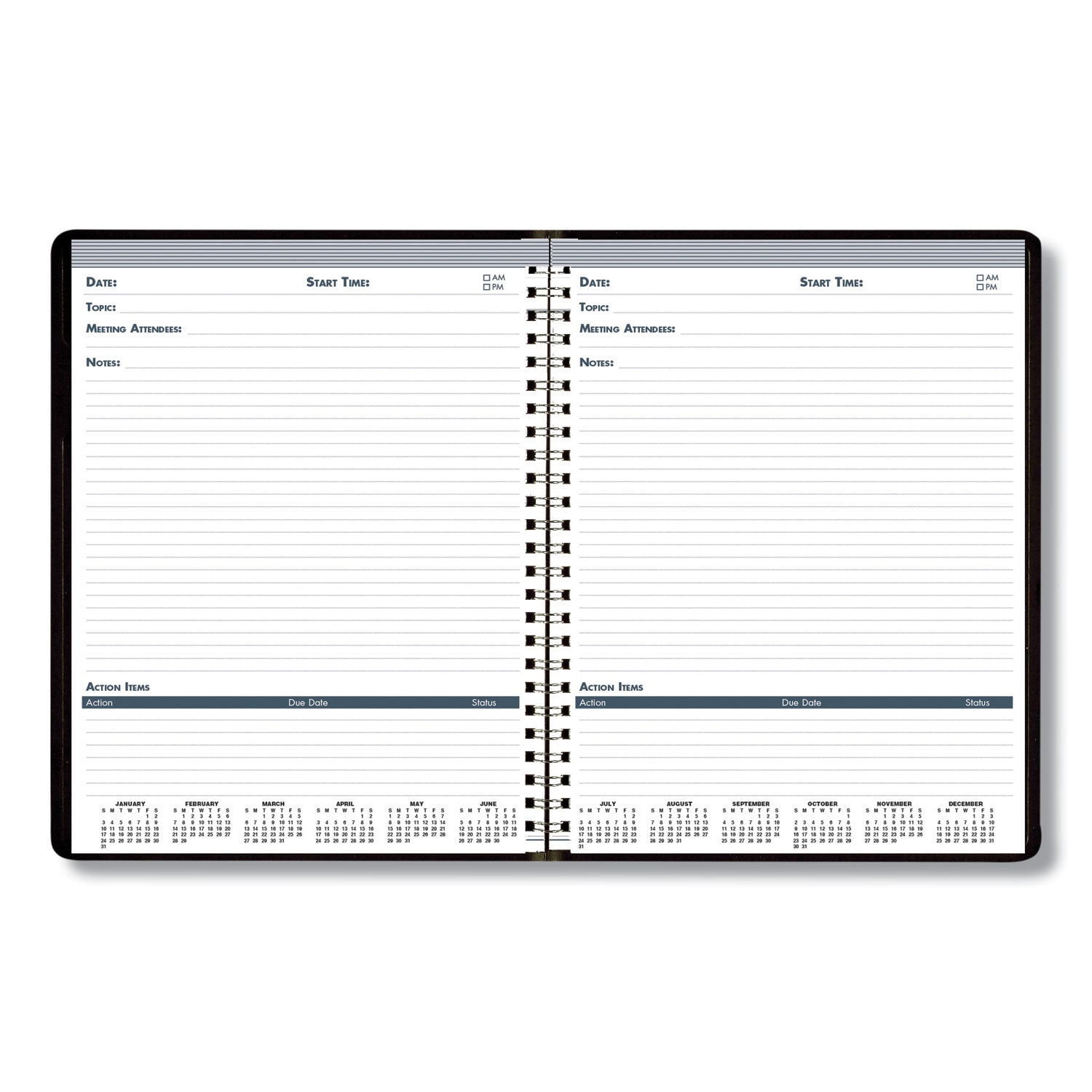 House of Doolittle Recycled Meeting Note Planner, 11 x 8.5, Black Cover, 12-Month (Jan to Dec): 2025 (583992)