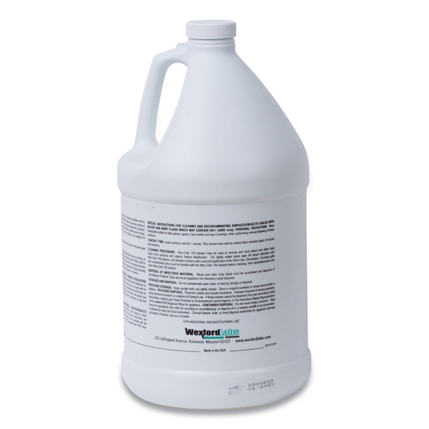 Wexford Labs Wex-Cide Concentrated Disinfecting Cleaner, Nectar Scent, 128 oz Bottle (211000EA)