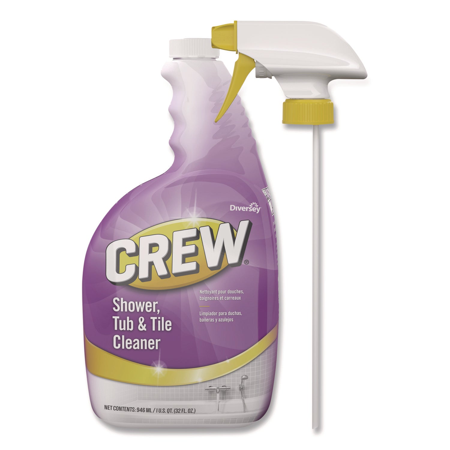 Diversey Crew Shower, Tub and Tile Cleaner, Liquid, 32 oz, 4/Carton (CBD540281)