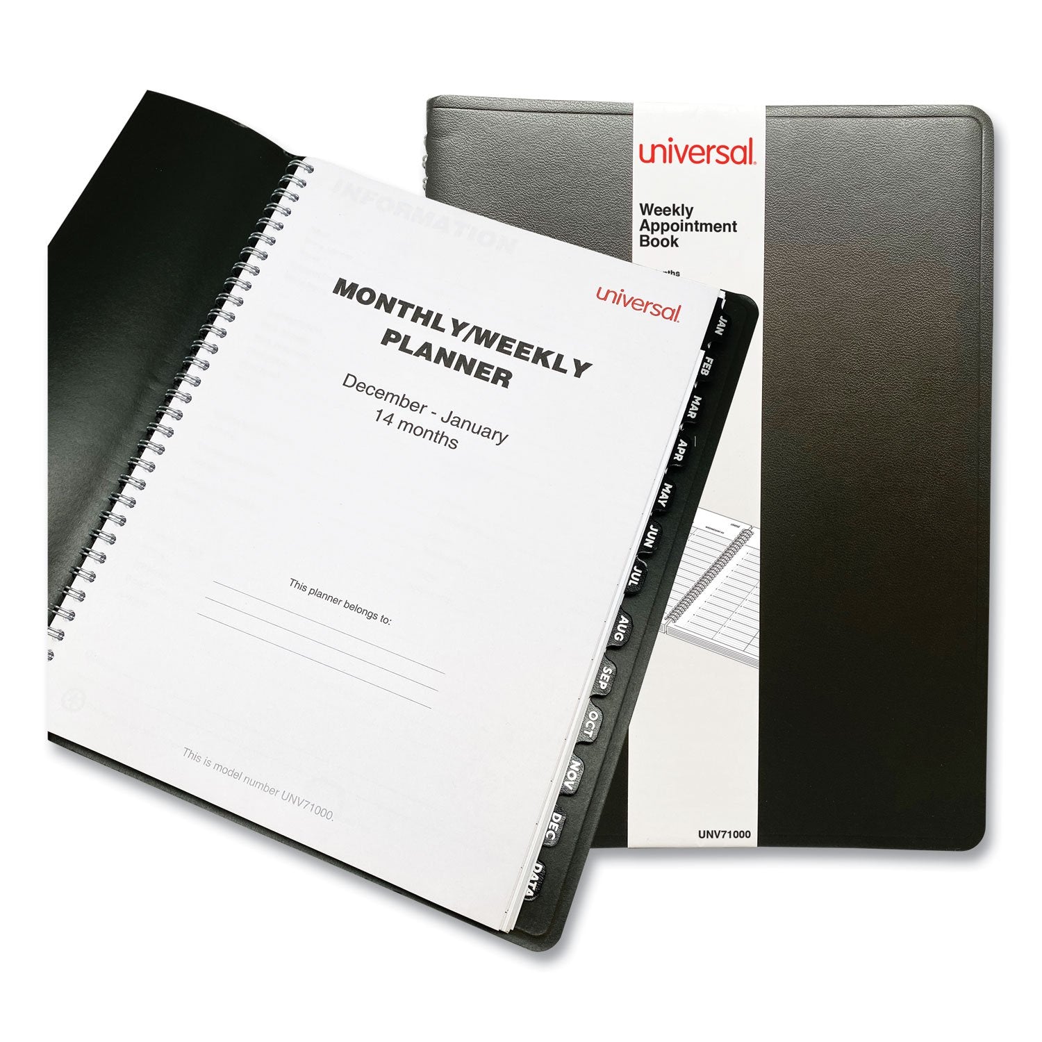 Universal Weekly Planner, 11 x 8, Black Cover, 14-Month: Dec 2024 to Jan 2026 (71000)