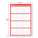 Universal Erasable Wall Calendar, 24 x 36, White/Red Sheets, 12-Month (Jan to Dec): 2025 (71004)