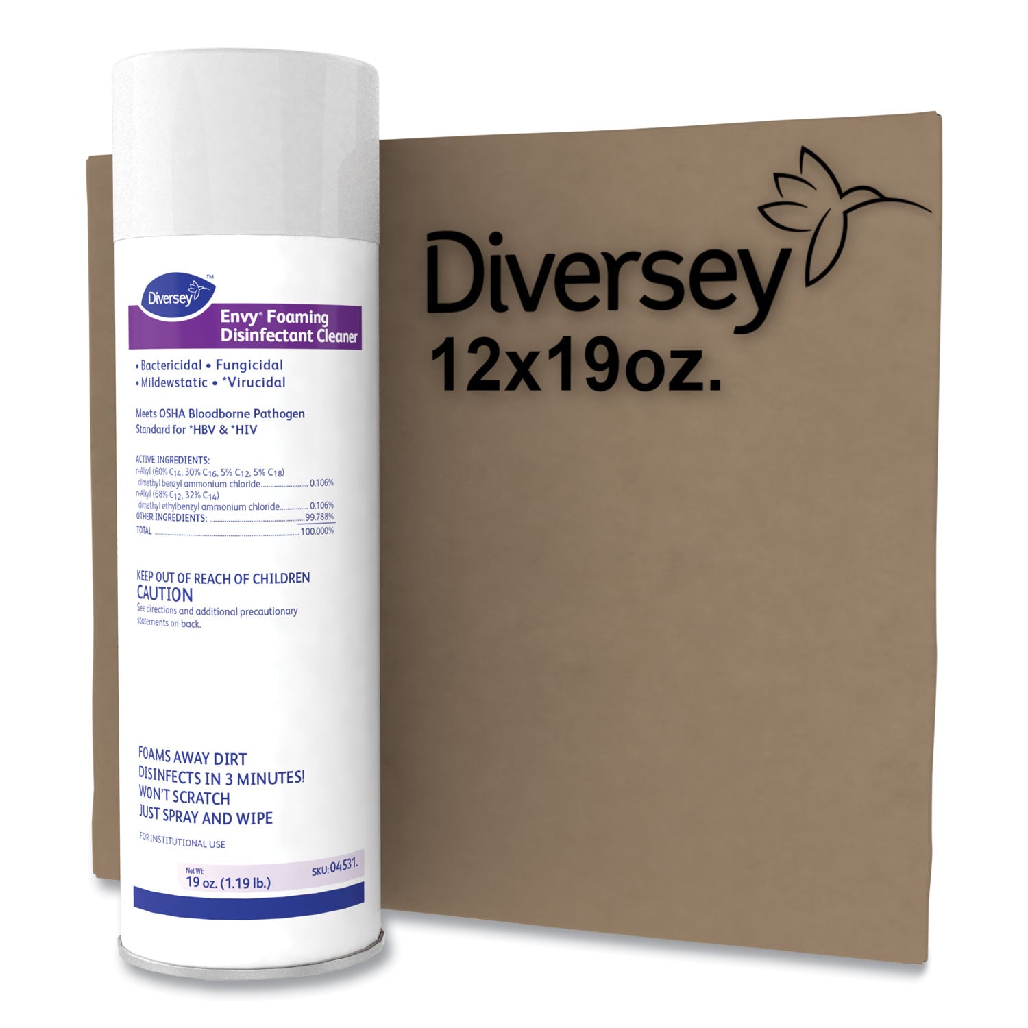 Diversey Envy Foaming Disinfectant Cleaner, Lavender Scent, 19 oz Aerosol Spray (04531EA)