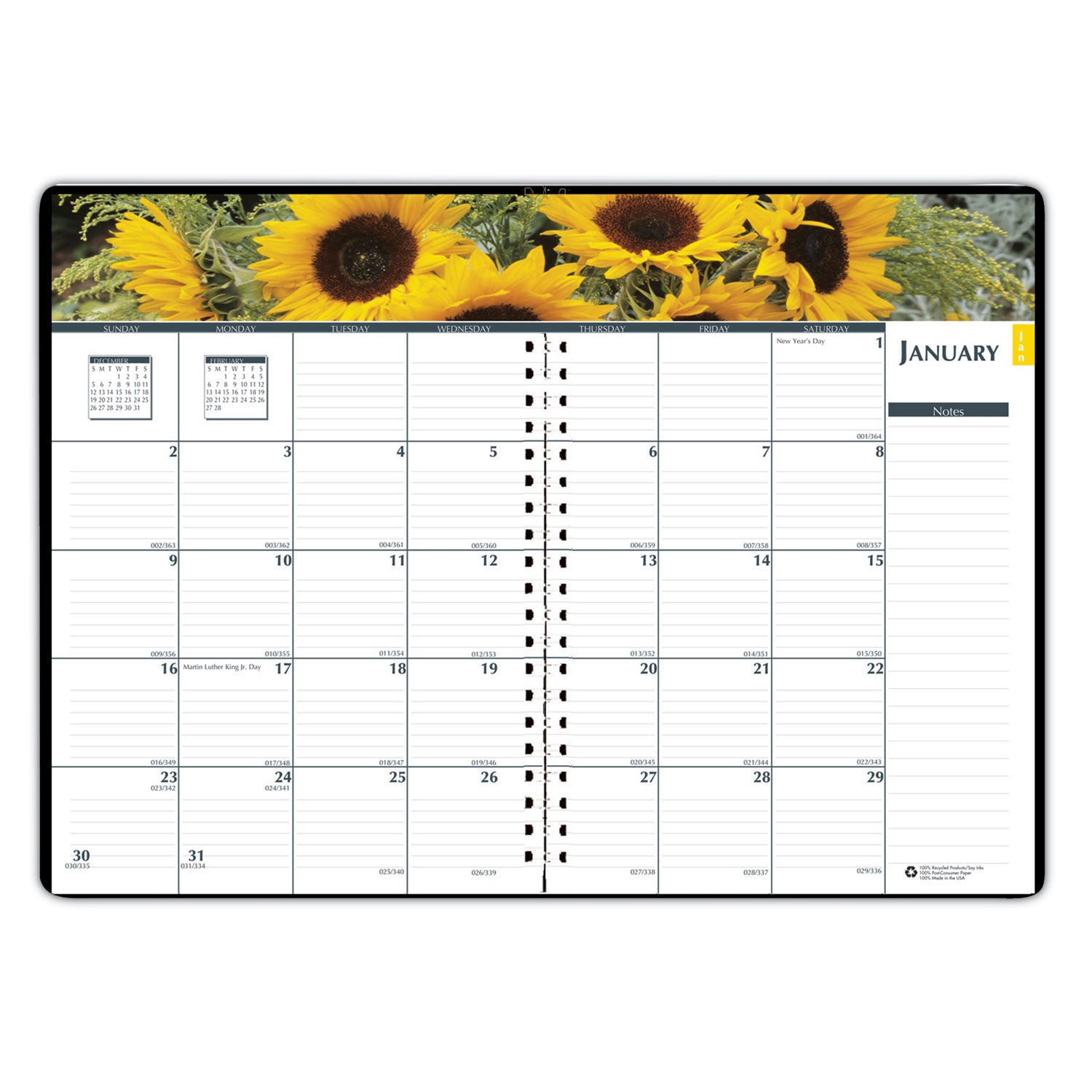 House of Doolittle Express Track Recycled Weekly Appointment Book/Monthly Planner, 8 x 5, Black Cover, 13-Month: Jan 2025 to Jan 2026 (29402)