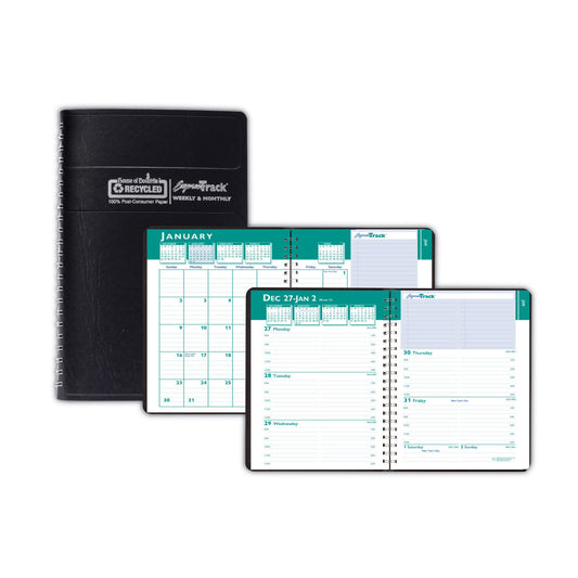 House of Doolittle Express Track Recycled Weekly Appointment Book/Monthly Planner, 8 x 5, Black Cover, 13-Month: Jan 2025 to Jan 2026 (29402)