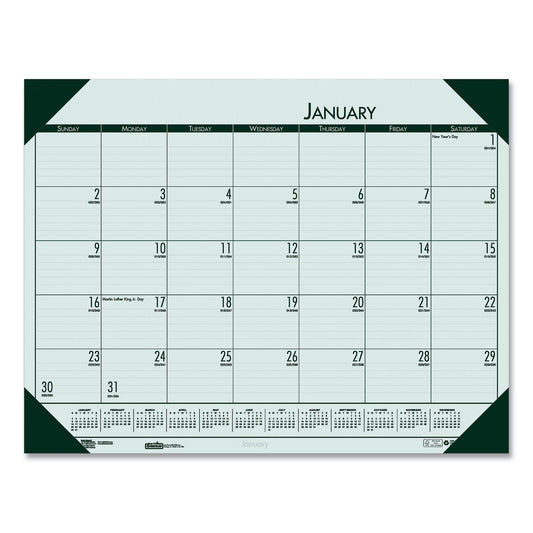 House of Doolittle EcoTones Recycled Monthly Desk Pad Calendar, 22 x 17, Green-Tint/Woodland Green Sheets/Corners, 12-Month (Jan to Dec): 2025 (12471)