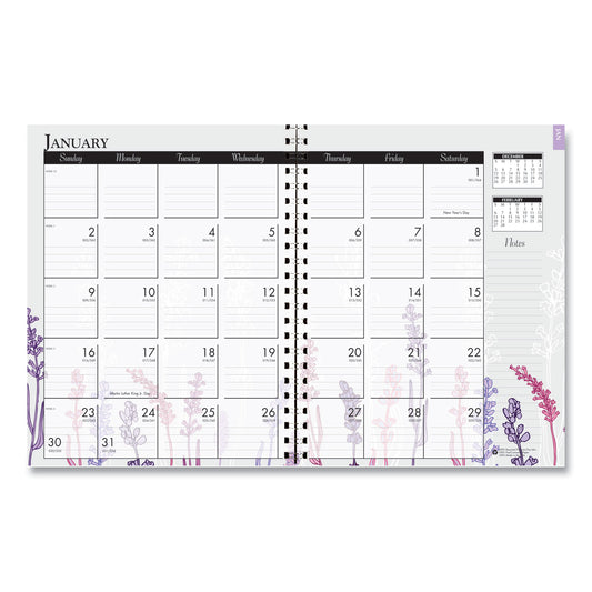 House of Doolittle Recycled Wild Flower Weekly/Monthly Planner, Wild Flowers Artwork, 9 x 7, Gray/White/Purple Cover, 12-Month (Jan-Dec): 2025 (295674)