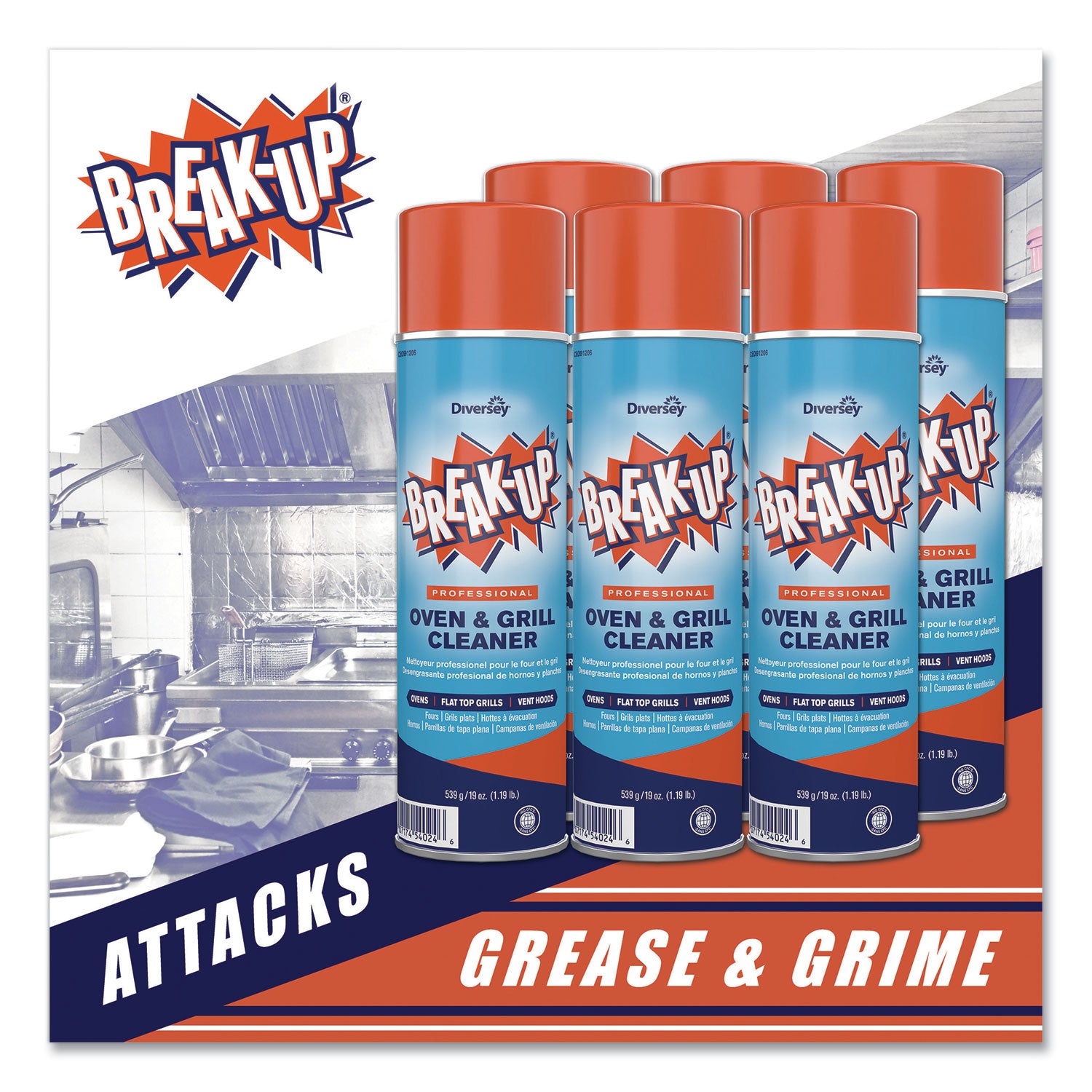 BREAK-UP Oven And Grill Cleaner, Ready to Use, 19 oz Aerosol Spray 6/Carton (CBD991206)