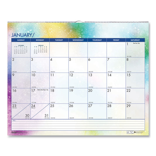 House of Doolittle Recycled Cosmos Wall Calendar, Night Sky Artwork, 14.88 x 12, White/Multicolor Sheets, 12-Month (Jan to Dec): 2025 (3459)