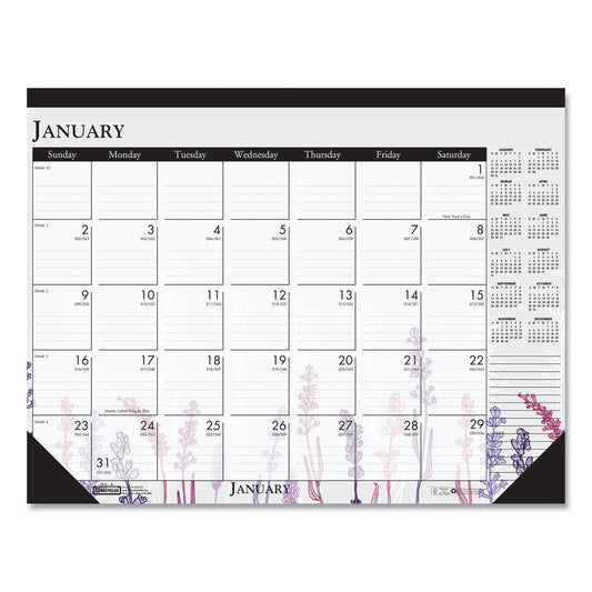 House of Doolittle Recycled Desk Pad Calendar, Wild Flowers Artwork, 18.5 x 13, White Sheets, Black Binding/Corners,12-Month (Jan-Dec): 2025 (1976)