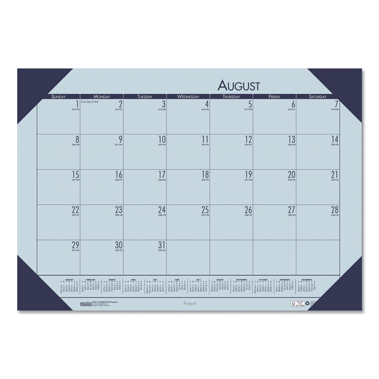 House of Doolittle EcoTones Recycled Academic Desk Pad Calendar, 18.5 x 13, Orchid Sheets, Cordovan Corners, 12-Month (Aug to July): 2024-2025 (012573)