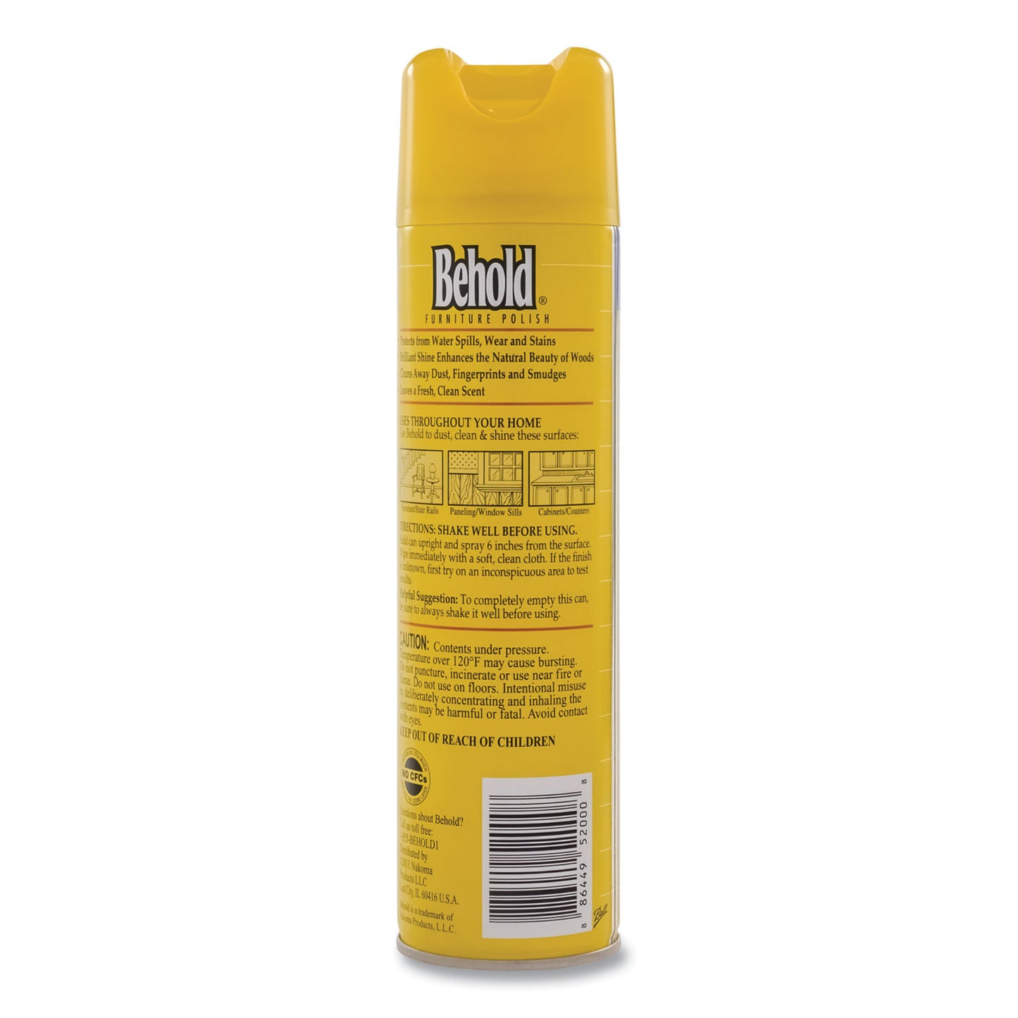 Diversey Behold Furniture Polish, Lemon, 12.5 oz Aerosol Spray, 6/Carton (CB520009)