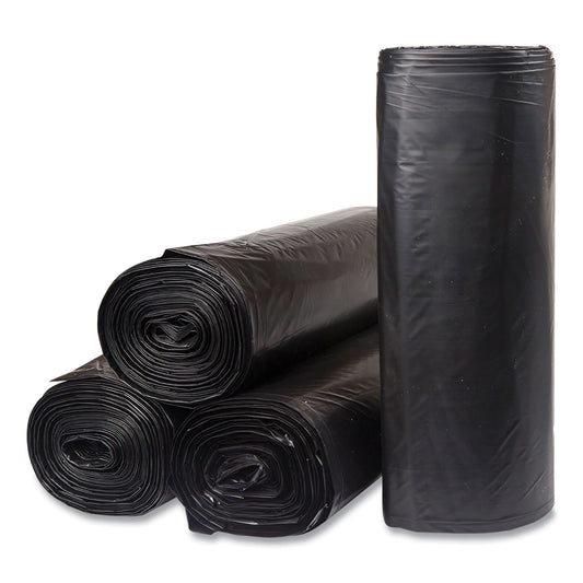 Inteplast Group Low-Density Commercial Can Liners, 45 gal, 1.2 mil, 40" x 46", Black, Interleaved Roll, 10 Bags/Roll, 10 Rolls/Carton (ECI404612K)