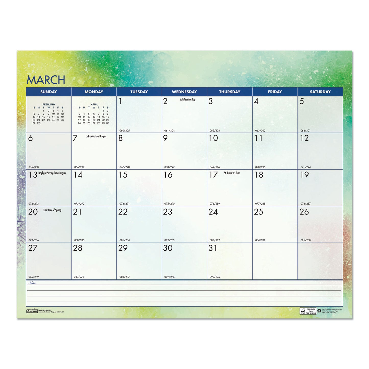 House of Doolittle Recycled Cosmos Wall Calendar, Night Sky Artwork, 14.88 x 12, White/Multicolor Sheets, 12-Month (Jan to Dec): 2025 (3459)